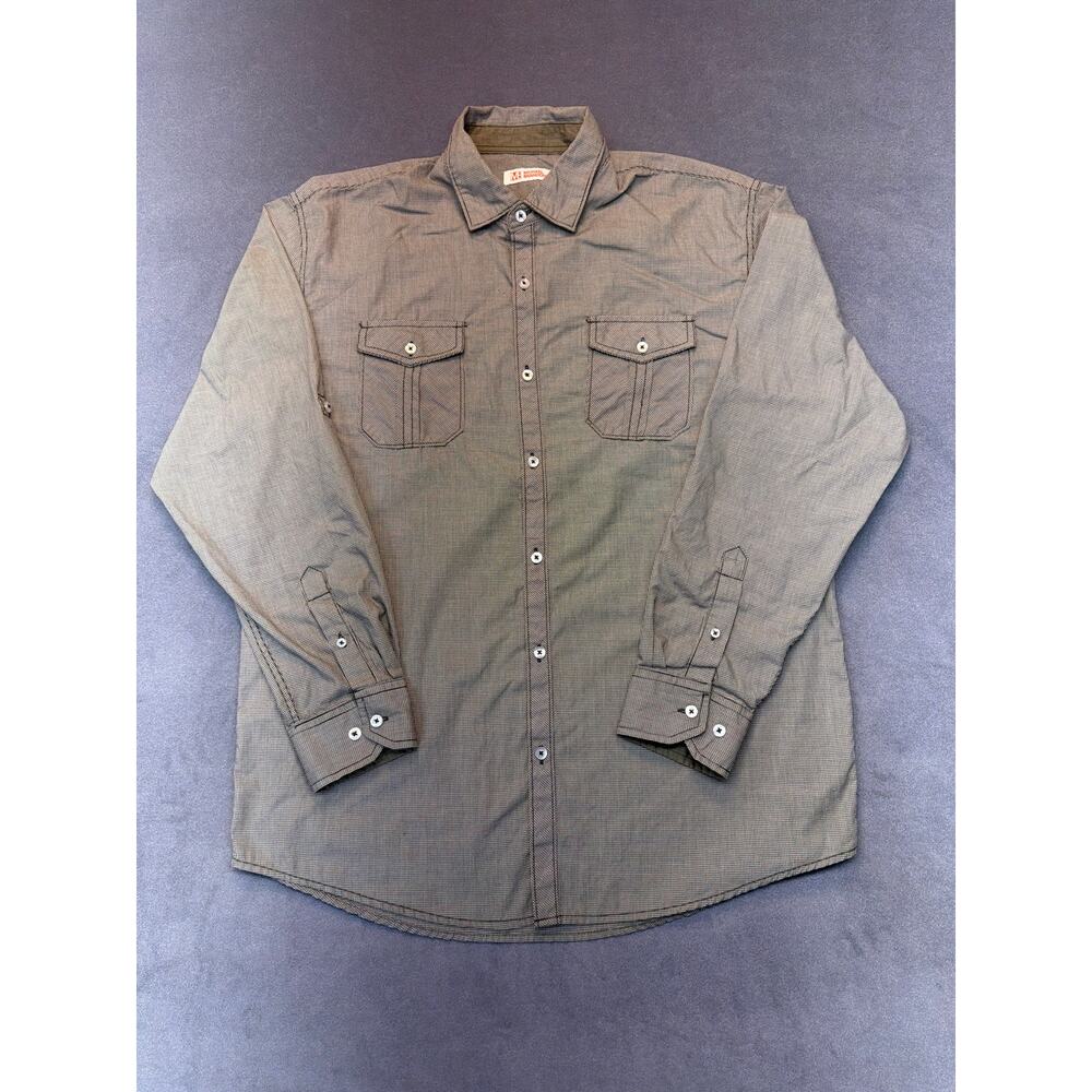 Michael Brandon Long Sleeve Button Down Shirt Green/White Small Plaid Mens XL
